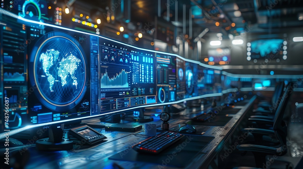 Poster cybersecurity command center: a high tech command center monitoring and protecting against crypto