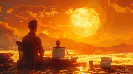 Fototapeta premium Digital Asset Inheritance: A visual metaphor for passing on digital assets to the next generation.