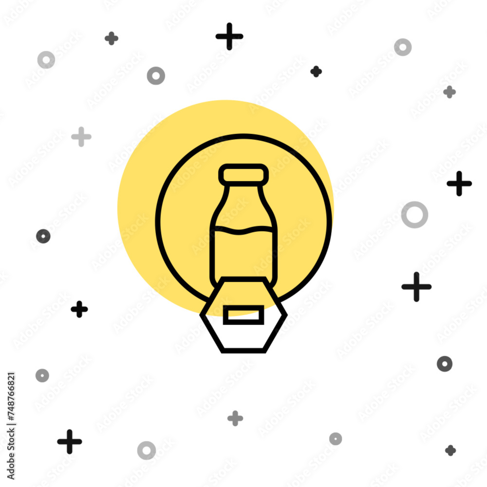 Poster black line lactose free icon isolated on white background. random dynamic shapes. vector