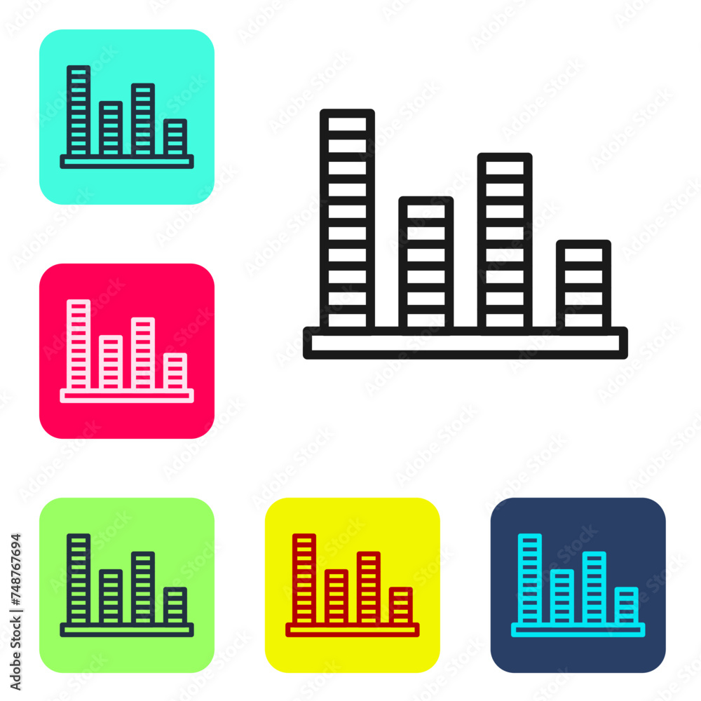 Poster black line music equalizer icon isolated on white background. sound wave. audio digital equalizer te