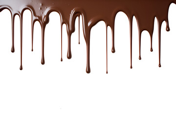 3d illustration of melted brown chocolate dripping on transparent background. 