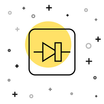 recommend clip art: Black line Diode in electronic circuit icon isolated on white background. Random dynamic shapes. Vector