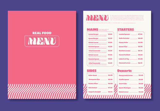 Pink and Off White Menu