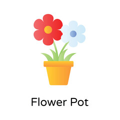 Creatively crafted flowers pot in trendy style, unique style vector