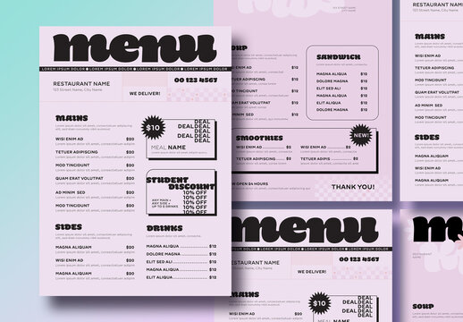 Bold Menu with Pink and Black Accents