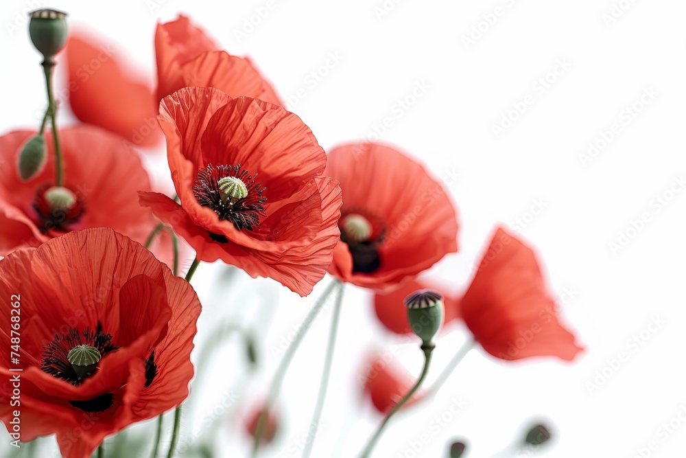 Canvas Prints This beautiful red poppie is isolated against a white background