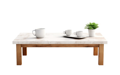 Fototapeta na wymiar Marble Coffee Table Isolated on Transparent Background