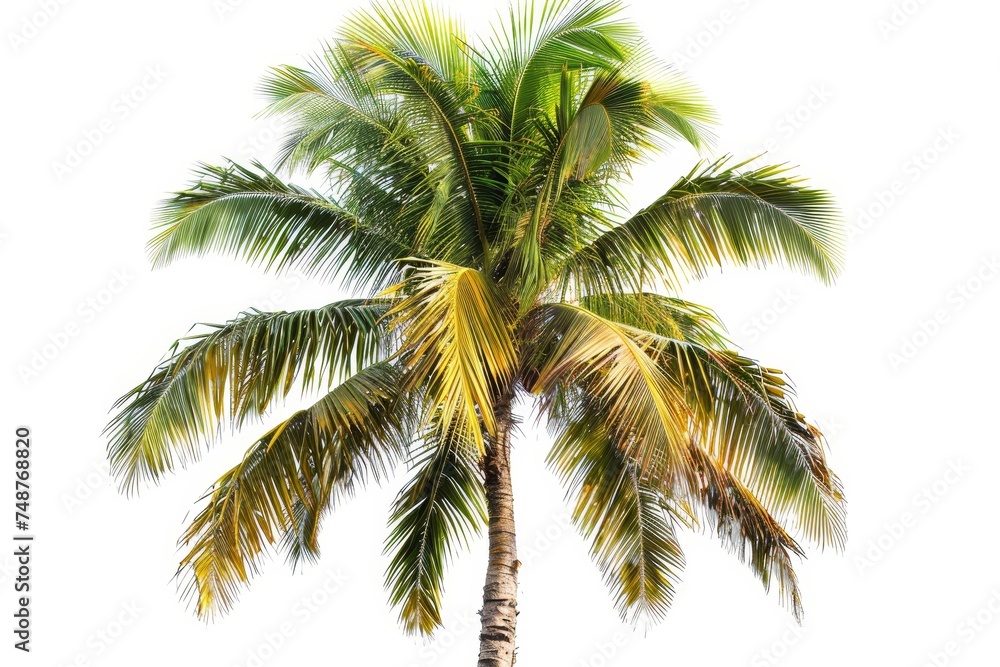 Poster the coconut tree is isolated on a white background