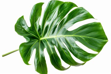 This is an isolated illustration of a Monstera deliciosa leaf or Swiss cheese plant on a white background with a clipping path.