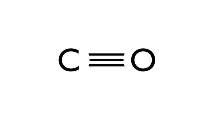 carbon monoxide molecule, structural chemical formula, ball-and-stick model, isolated image simplest carbon oxide