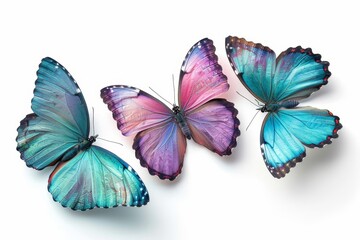 Butterfly with soft shadows on white and green, pink, and blue colors