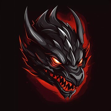 Dragon head mascot vector with logo illustration. generative ai