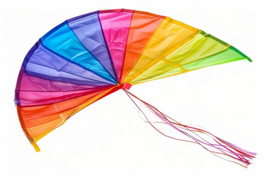 On a White Background, a Flying Rainbow Kite is seen.