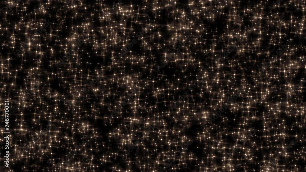 Poster vertical vdo beautiful loop moving gold stars particles optical flares animation motion on black abs