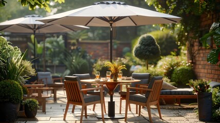 The Perfect Blend of Comfort and Style with a Parasol, Table, and Chairs