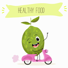 Cute  cartoon lime fruit characters with different activities. Flat vector illustration, funny fruits. Organic food.