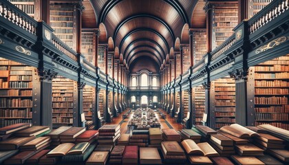 Naklejka premium Elegant Historical Library Interior 