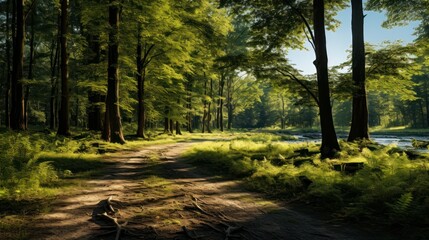 Obraz premium Serene Walking Trails Through Nature, Crafting a Peaceful Refuge for Thoughts and Renewal