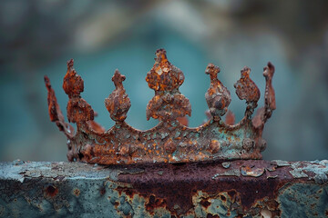A crown, now bound by rust, clings to the echoes of its past splendor, a poignant symbol of change and decay