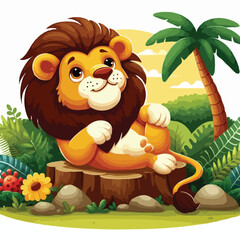 Cute lion vactor on white background.