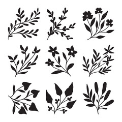 Fototapeta premium Set of plant silhouette vector 