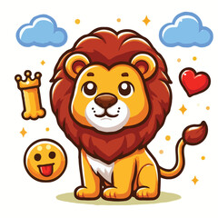 Cute lion vactor on white background.