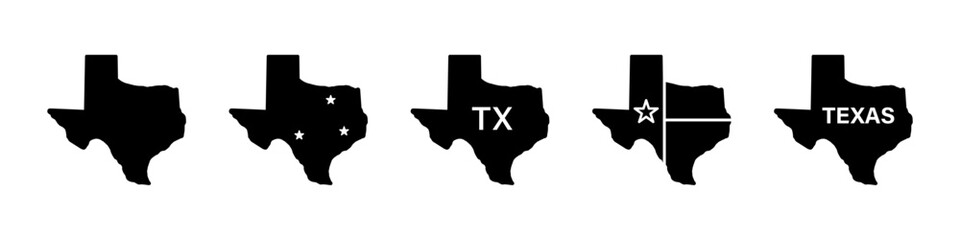 Texas map icons. Texas state border map icons. Texas sign symbol - vector illustration - obrazy, fototapety, plakaty