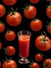 tomatoes  juice on black background 