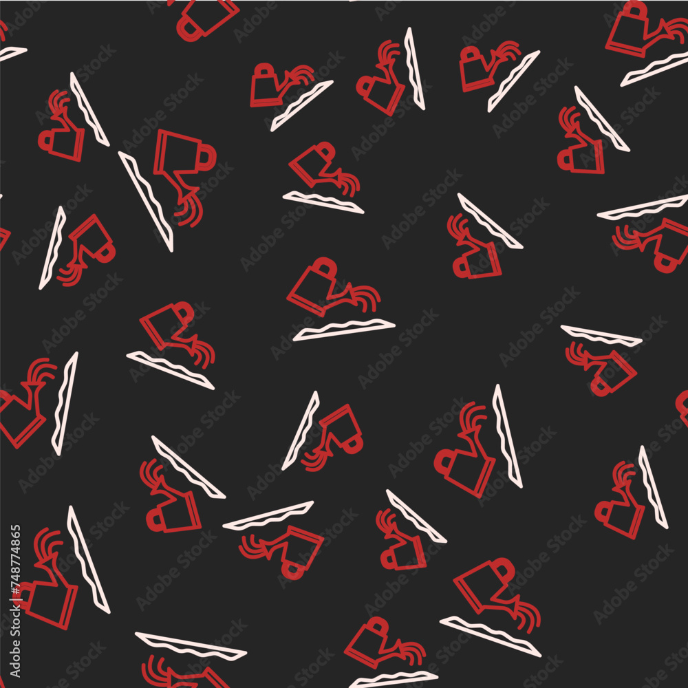 Aufkleber line watering can icon isolated seamless pattern on black background. irrigation symbol. vector