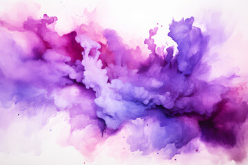 Explosion of colored powder light purple spread throughout area on white background. work of art. Background Abstract Textured. Realistic color clipart template pattern.