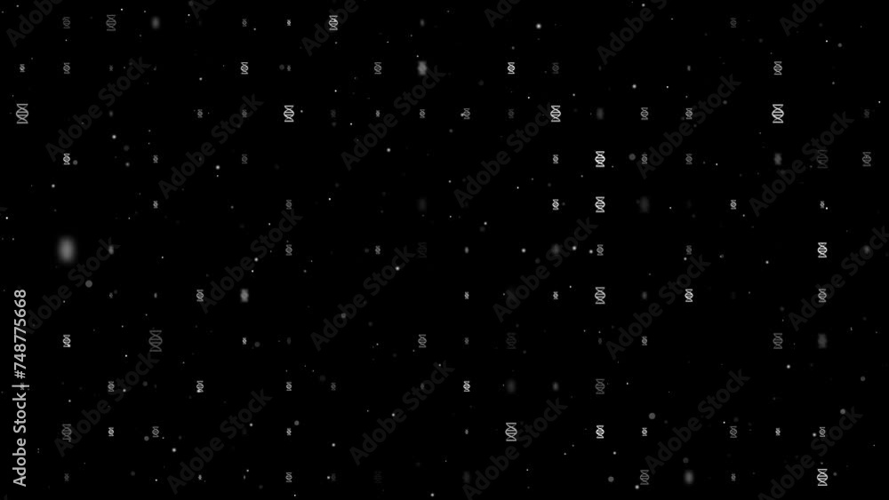 Poster template animation of evenly spaced dna symbols of different sizes and opacity. animation of transpa