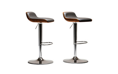 Two sturdy bar stools in black and brown colors are placed side by side against a neutral background. The sleek design and contrasting colors create a modern and stylish look.