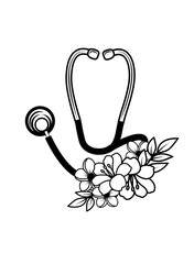Floral Stethoscope | Medicine | Med School | Medical Practitioner | Physician | Surgeon | Flower Doctor | Nurse | Medical Team | Original Illustration | Vector and Clipart | Cutfile and Stencil