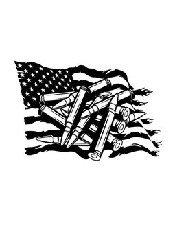 US Flag and Bullets | Guns and Ammo | 2nd Amendment | Military | Patriotic | Soldier Dad | Original Illustration | Vector and Clipart | Cutfile 