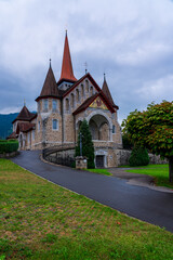 Fototapeta na wymiar View of the Catholic parish church Herz Jesu in Goldau in Switzerland.