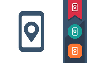 Smartphone Icon. Mobile Phone, Telephone, Location, Map, Destination