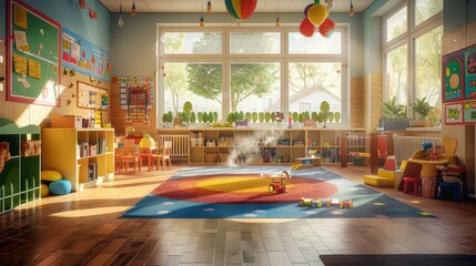 Innovative Interior Design for Enriching Kindergarten and Nursery Environments - obrazy, fototapety, plakaty