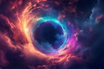 Foto op Plexiglas Fantasy magical colorful space portal to another dimension © STOCKAI