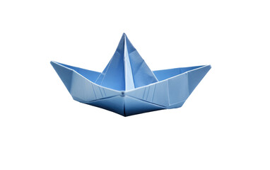 An origami boat is displayed on a plain white background. The boat appears to be meticulously folded with precise creases and intricate details, showcasing the artistry of origami craftsmanship.