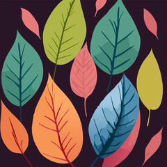 Fototapeta na wymiar Watercolor illustration of colorful leaves