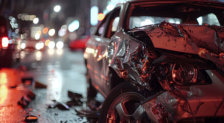 A close-up view of the damaged vehicle