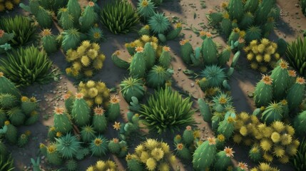 Cactus background. Cacti pattern from above zoomed in and with a lot of details. Cactus pattern