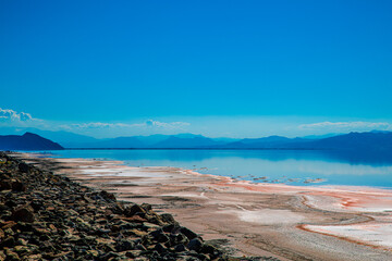 Vibrant Shoreline Contrast at Lake Urmia, West Azerbaijan, Iran