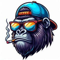 A stylish gorilla using a cap