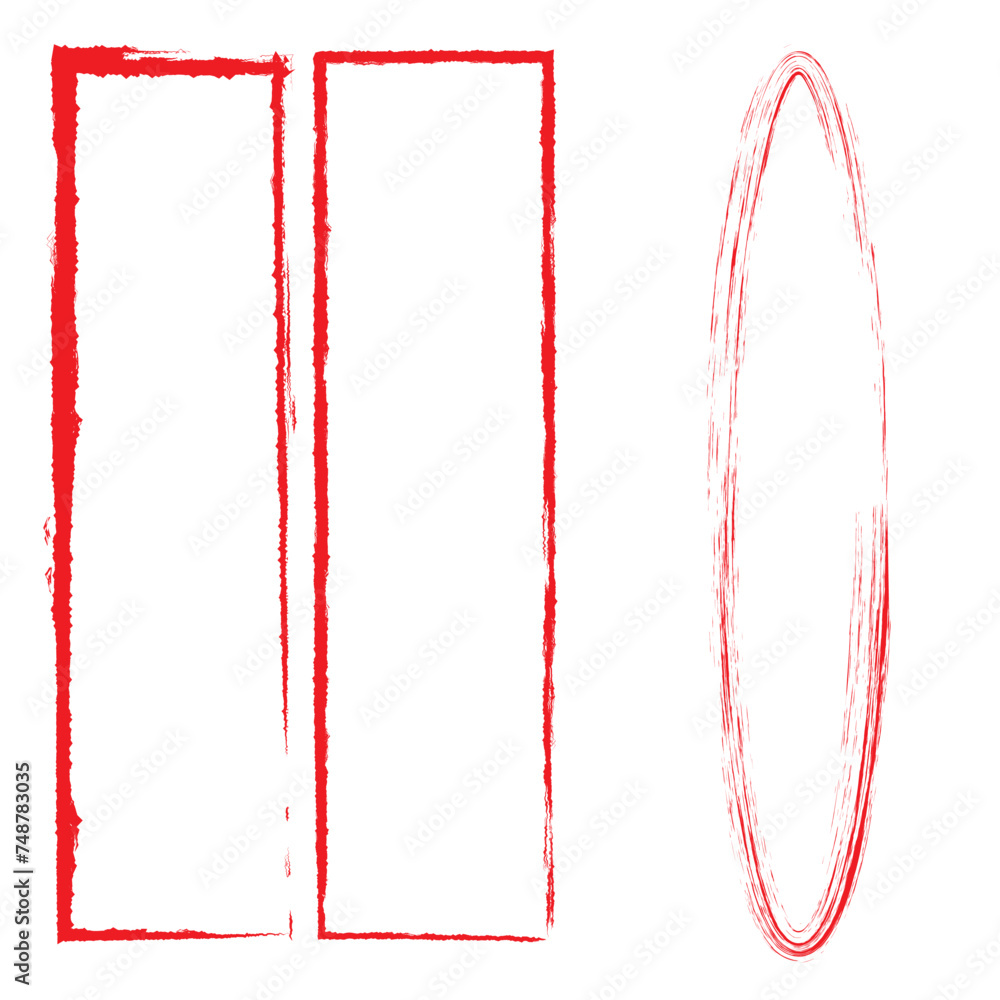 Poster chalk rectangle and oval frames set. hand drawn pencil square and circle borders. ink empty rectangl