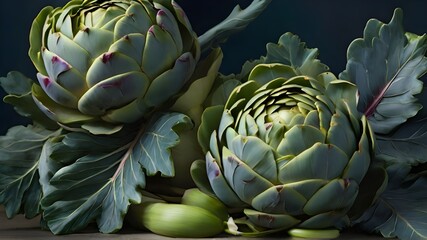 Fototapeta premium artichoke on a green background