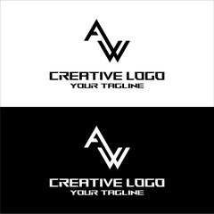 creative letter logo aw desain vektor