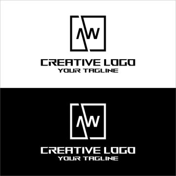 creative letter logo aw desain vektor