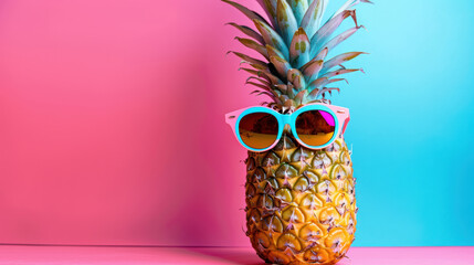 Hipster pineapple with trendy sunglasses on isolated background. - obrazy, fototapety, plakaty