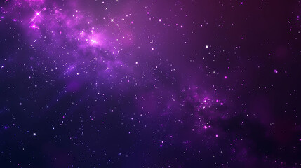 This is a beautiful space-themed background with a purple and pink color scheme. It features glowing stars and a dusty, gaseous nebula. - obrazy, fototapety, plakaty